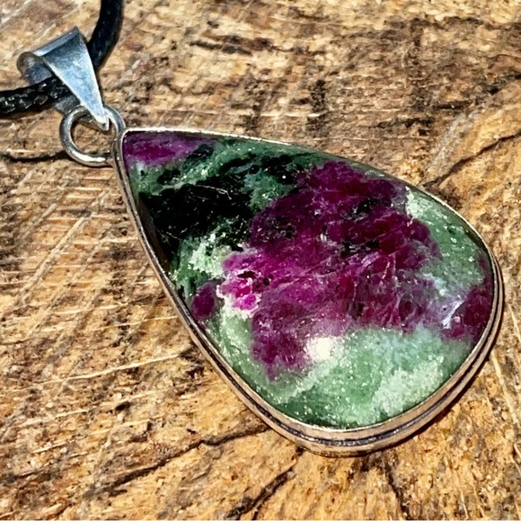 Anyolite Ruby Red Zoisite Pendant 2” - Picture 11 of 15